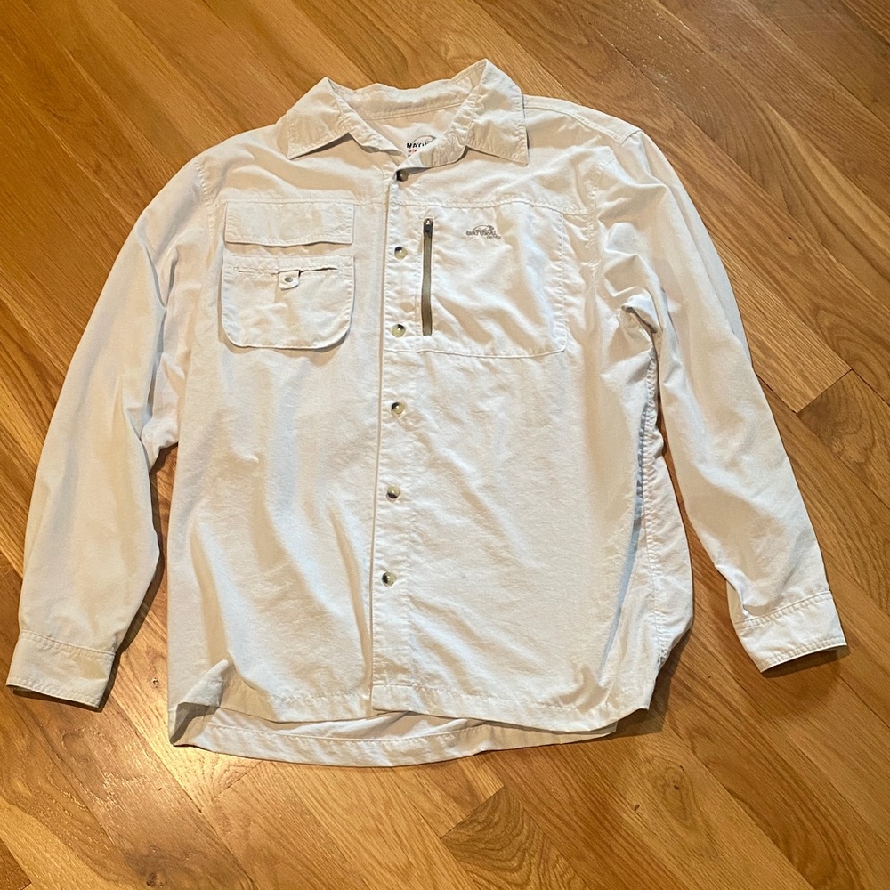Natural Gear Men's White Button-Up vented shirt